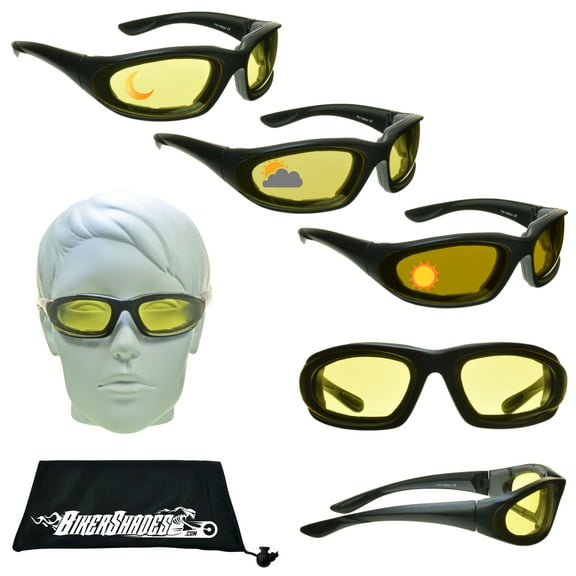 Bikershades Women Small Transitional Motorcycle Photochromic Day Night Sunglass Black