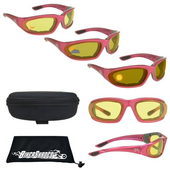 Bikershades Women Small Transitional Motorcycle Sunglass Pink Frame Photochromic Day Night