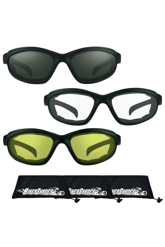 Z87 Motorcycle Safety Sun Glasses Foam Padded Men Wind Dust Resistant Smoke Clear Yellow