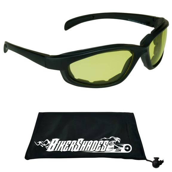 Bikershades Z87 Motorcycle Safety Sun Glasses Foam Padded Men Wind Dust Resistant Yellow
