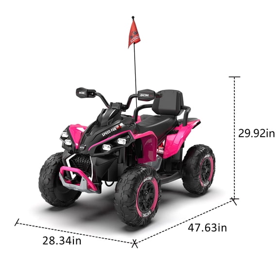 Bikes 24V Ride On Electric XXXL ATV W/parents Control,Four-wheel shock absorber,English storytelling function,Music,Lights,USB,MP3,Power display,Bluetooth,speeds of 1.24-3.73MPH For Ag