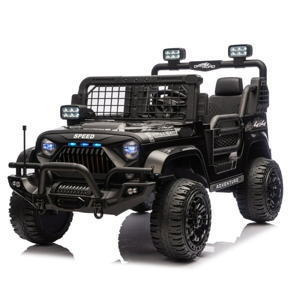 Bikes 24V Two-seater Ride On Electric Truck Car W/Parents Control,2wd,Four-wheel Suspension, 8.66in Ground Clearance, LED & Searchlights, Bluetooth, Music, Provide 3.11-4.97MPH Speed For Ki