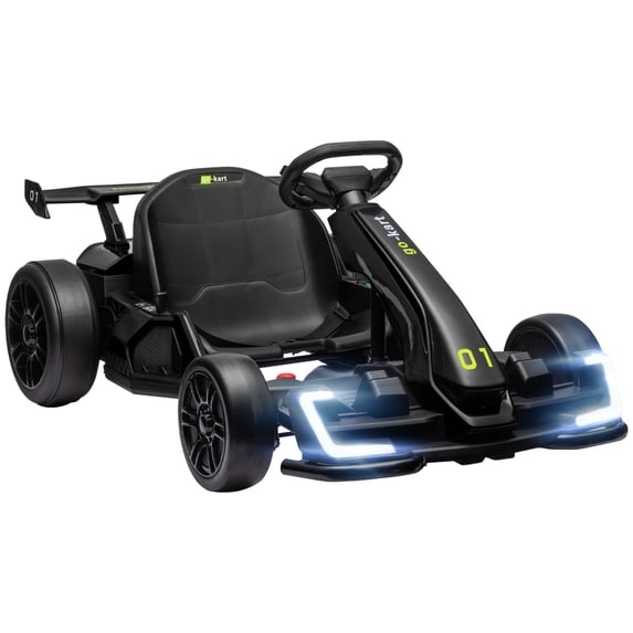 Bikes Aosom 24V 7.5 MPH Electric Go Kart with Adjustable Seat, Drifting Car Battery Powered Ride on Toy Outdoor with Slow Start, Button Start, Music, Honking Horn, Lights, for 6-12 Years Old, B