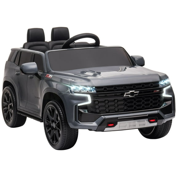 Bikes Aosom Chevrolet TAHOE Licensed Ride on Car, 12V Battery Powered Electric Car with Remote Control, Music, Lights, Horn, Suspension for 3-6 Years Old, Gray, Riding Toys