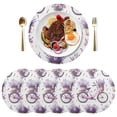 thumbnail image 1 of Bikes Lavender Flowers Black Round Placemats Plate Mats 15 Inch Non-Slip Heat Resistant Washable PVC Set Indoor for Kitchen Dining Table 6PCs, 1 of 6