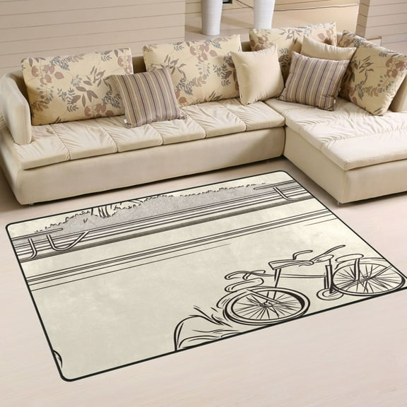 Bikes Pattern Soft Polyester Area Rug 31''x20'', Non Slip, Memory Foam, Water Absorbent
