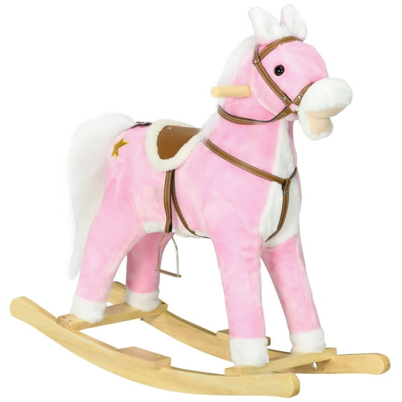 Bikes Rocking Horse with Sound, Ride on Horse with Saddle, Toddler Rocker, Gift for 3-8 Year Old, Pink, Riding Toys