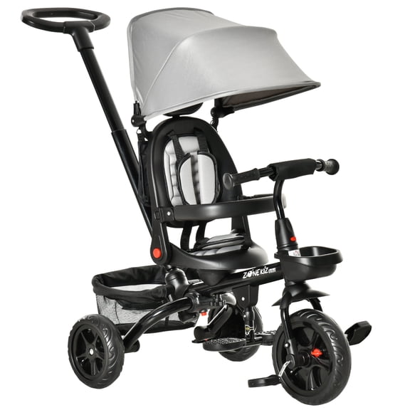 4-In-1 Adjustable Baby Tricycle - Convertible Toddler Trike with Canopy & Parent Handle for Ages 1-5