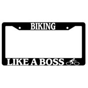 Biking Like A Boss Black Plastic License Plate Frame