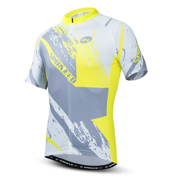 Biking Shirts for Men Cycling Jersey Short Sleeve Road Riding Shirt Gray Yellow L