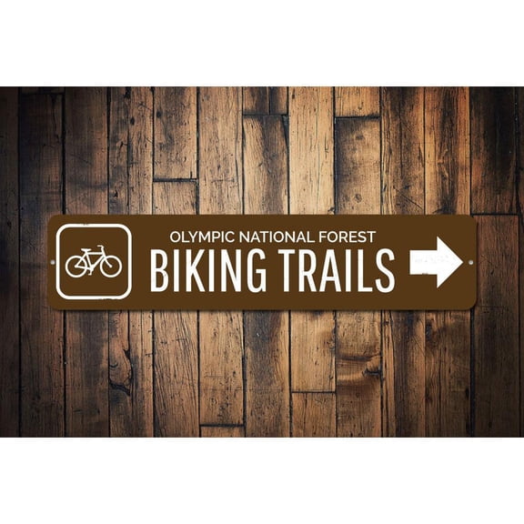 Biking Trails Novelty Decor, Metal Wall Sign - 4x18 Inches