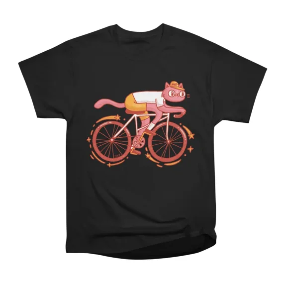 Biking cat T-Shirt Tee Gift For Him Merch For Her Apparel For Friend
