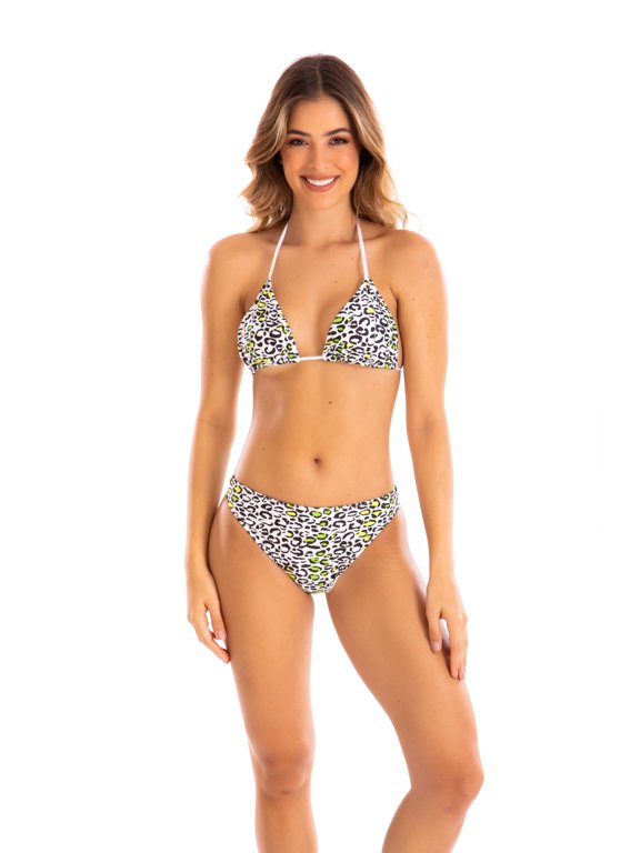 US Women's Triangle Bikini Set with Lurex Accent, Hipkini Bottom, Adjustable Straps, Sizes S to L