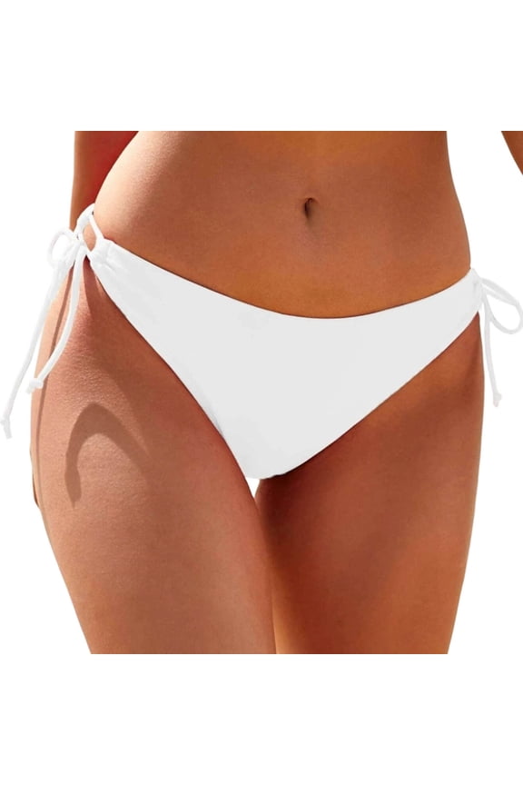 Bikini Bottom for Women Side Tie Strappy Swimsuit Briefs Low Rise Cheeky Bathing Suit Bottoms High Cut Thong Style Beachwear