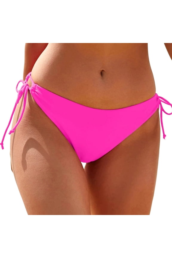 Bikini Bottom for Women Side Tie Strappy Swimsuit Briefs Low Rise Cheeky Bathing Suit Bottoms High Cut Thong Style Beachwear