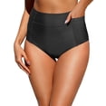 thumbnail image 1 of Bikini Bottoms, Duoif High Waisted Swim Bottoms with Pockets Women's Swimwear Black L, 1 of 9