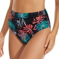 thumbnail image 1 of Bikini Bottoms For Women Tummy Control High Cut Bathing Suit Comfortable Floral Print Ruched Scrunch Swim Bottom Green S, 1 of 8