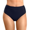 thumbnail image 1 of Bikini Bottoms For Women Tummy Control High Cut Bathing Suit Comfortable Floral Print Ruched Scrunch Swim Bottom Navy M, 1 of 8