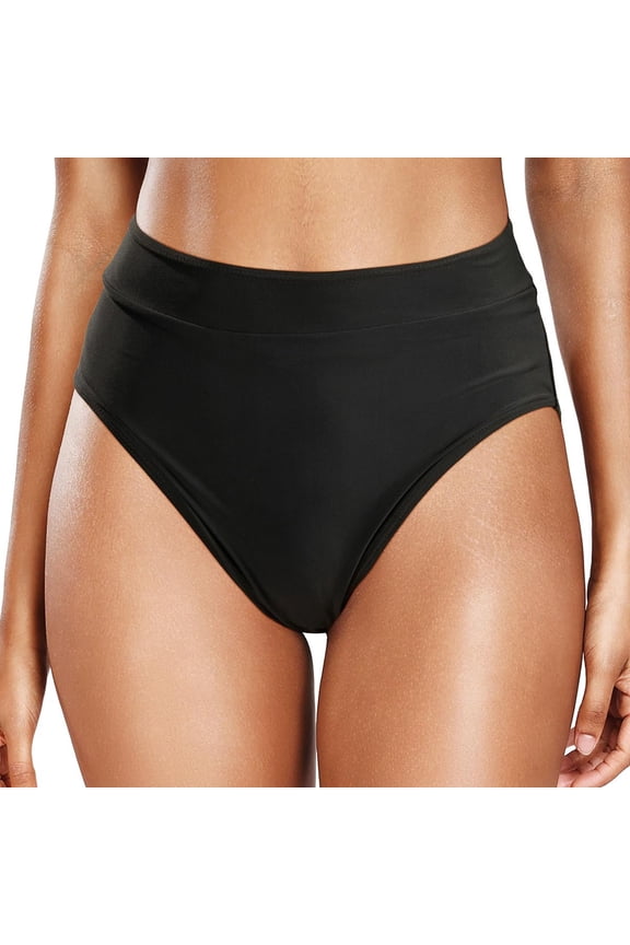 Bikini Bottoms Womens Solid Color Tummy Control High Waisted Bathing Suit Lightweight Ruched Scrunch Swim Bottom OTHER M