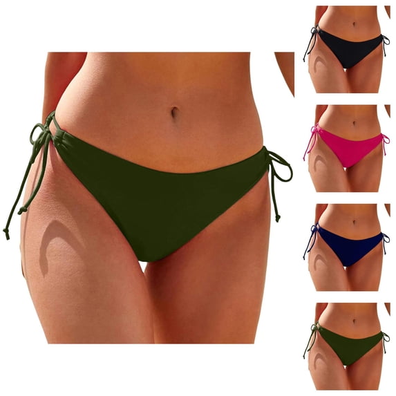 Bikini Bottoms for Women String Tie Side Low Rise Cheeky Swim Bottom Bathing Suit Bottoms