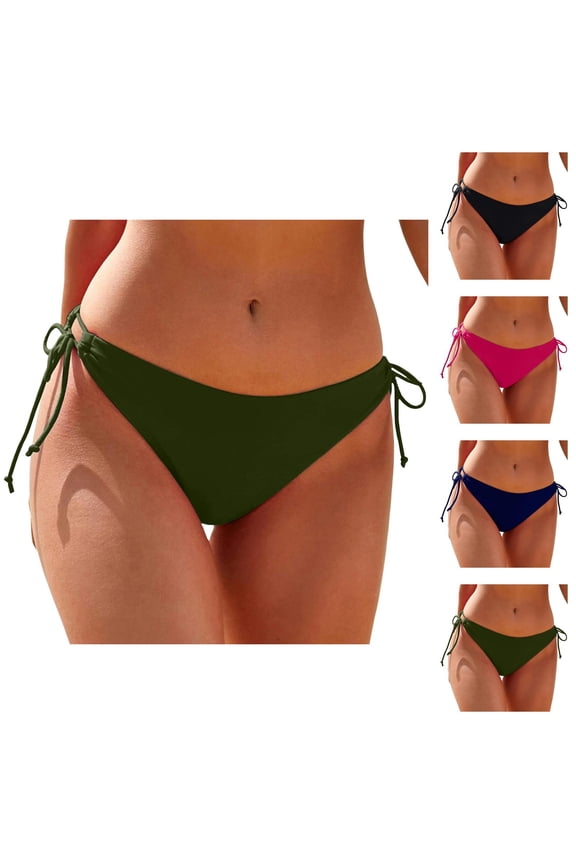 Bikini Bottoms for Women String Tie Side Low Rise Cheeky Swim Bottom Bathing Suit Bottoms