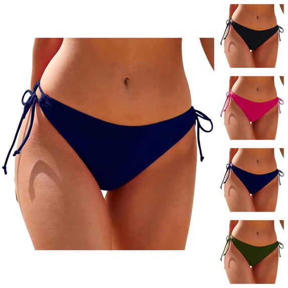 Bikini Bottoms for Women String Tie Side Full Coverage Mid Rise Bathing Suit Bottom Swimsuit Bottom Swimwear