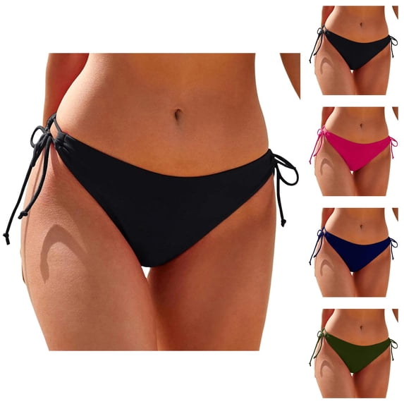 Bikini Bottoms for Women String Tie Side Full Coverage Mid Rise Bathing Suit Bottom Swimsuit Bottom Swimwear
