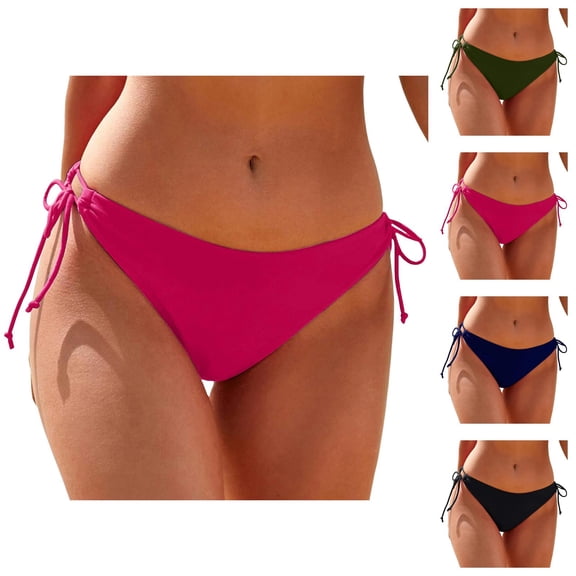 Bikini Bottoms for Women String Tie Side Low Rise Cheeky Swim Bottom Bathing Suit Bottoms