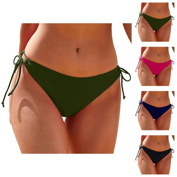 Bikini Bottoms for Women String Tie Side Low Rise Cheeky Swim Bottom Bathing Suit Bottoms