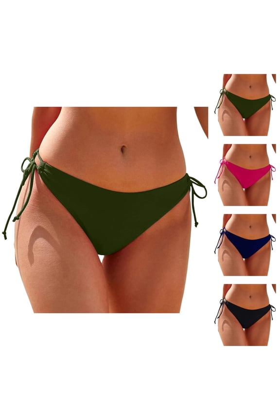 Bikini Bottoms for Women String Tie Side Low Rise Cheeky Swim Bottom Bathing Suit Bottoms