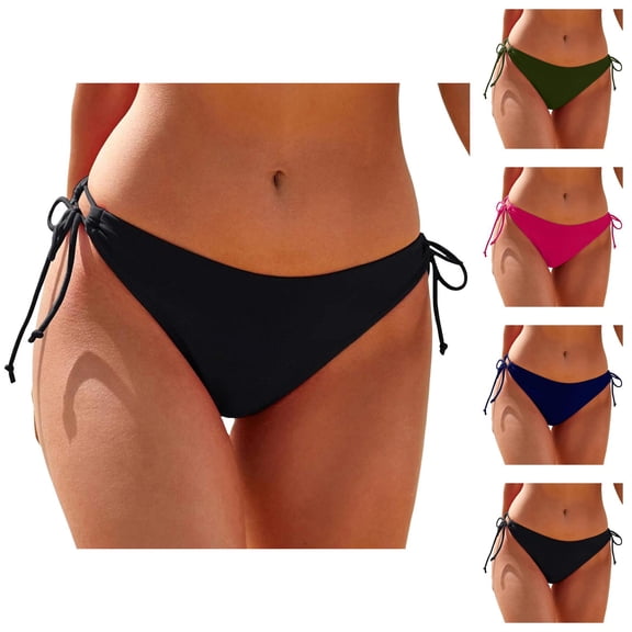 Bikini Bottoms for Women String Tie Side Low Rise Cheeky Swim Bottom Bathing Suit Bottoms