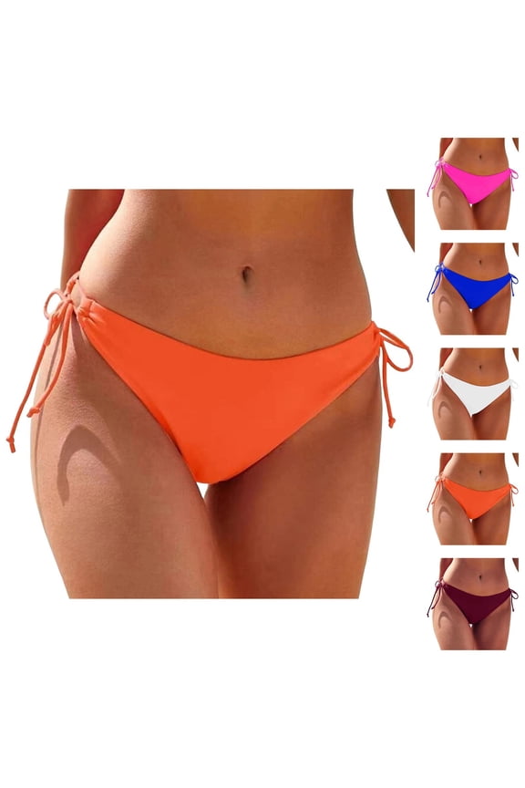 Bikini Bottoms for Women String Tie Side Low Rise Moderate Coverage Swim Bottom Bathing Suit Bottoms