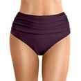 thumbnail image 1 of Bikini Bottoms for Womens High Waisted Ruched Tummy Control Swim Bottom Full Coverage Swimsuits Bottoms Bathing Suits Summer Beach Dark Purple M, 1 of 5
