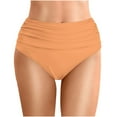 thumbnail image 1 of Bikini Bottoms for Womens High Waisted Ruched Tummy Control Swim Bottom Full Coverage Swimsuits Bottoms Swimwear Orange M, 1 of 5