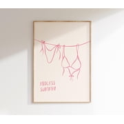 Bikini Clothesline Print Cute Beachy Wall Art Pink Bikini Poster Endless Summer Art Print Trendy Bikini Wall Art 1 Print Wall Art, Modern Wall Decor, 8x12 UNFRAMED