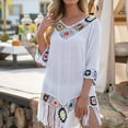 thumbnail image 1 of Bikini Cover Up Hollow Out Crochet Patchwork Summer Loose-fitting Sun Protection Swimwear Tunic for Beach, 1 of 7