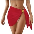 thumbnail image 1 of Bikini Cover Up Women Mesh Swimsuit Skirt Lightweight Beach Wrap Sheer Short Skirt Coverups for Bathing Suit (L, Red), 1 of 6