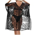 thumbnail image 1 of Bikini Cover Ups for Women V-Neck Long Sleeve Crochet Knit Drop Shoulder Split Batwing Kimono Beach Cover Ups, 1 of 8
