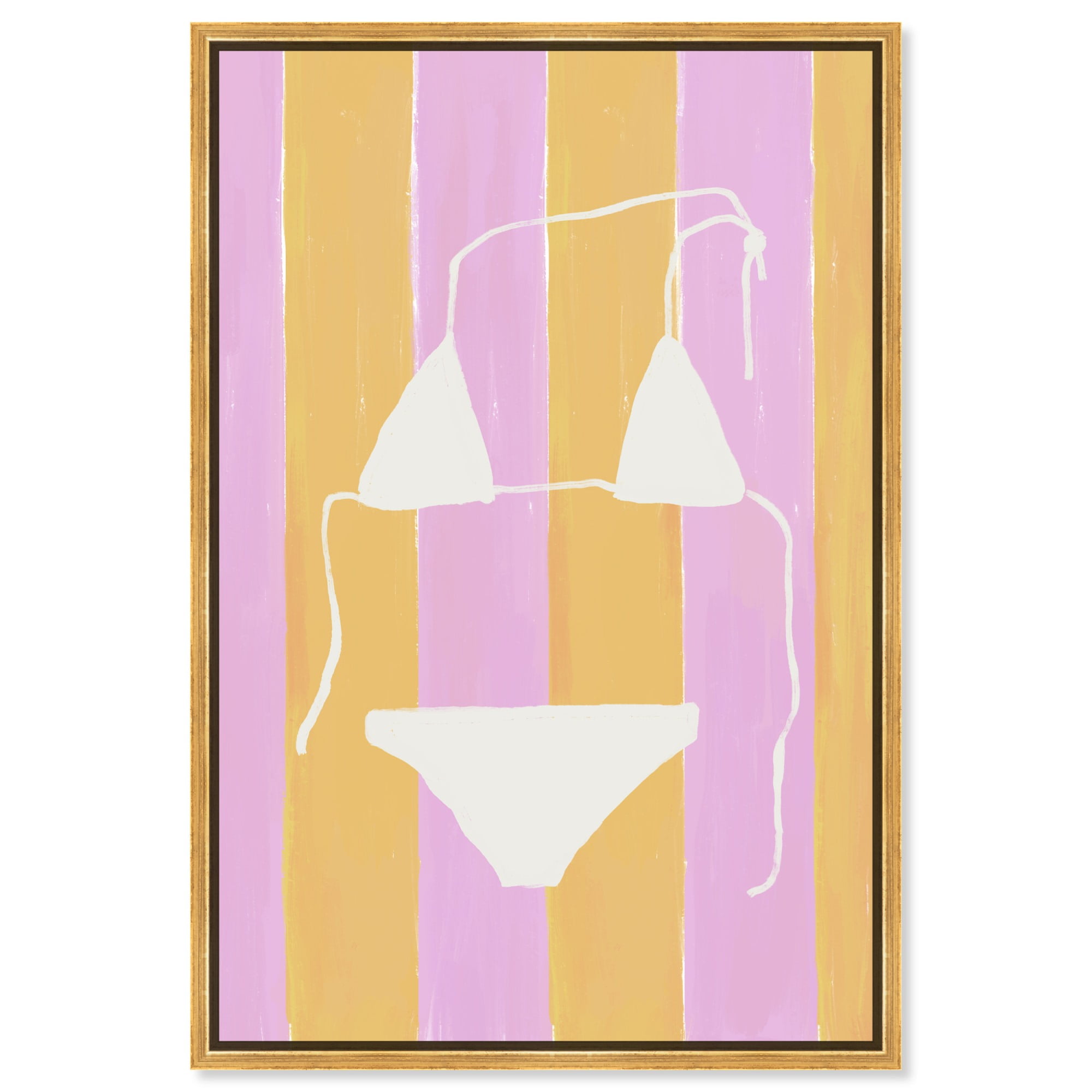 Bikini Days Canvas Trendy Coastal Print by Art Remedy, Gold Frame, 24 ...