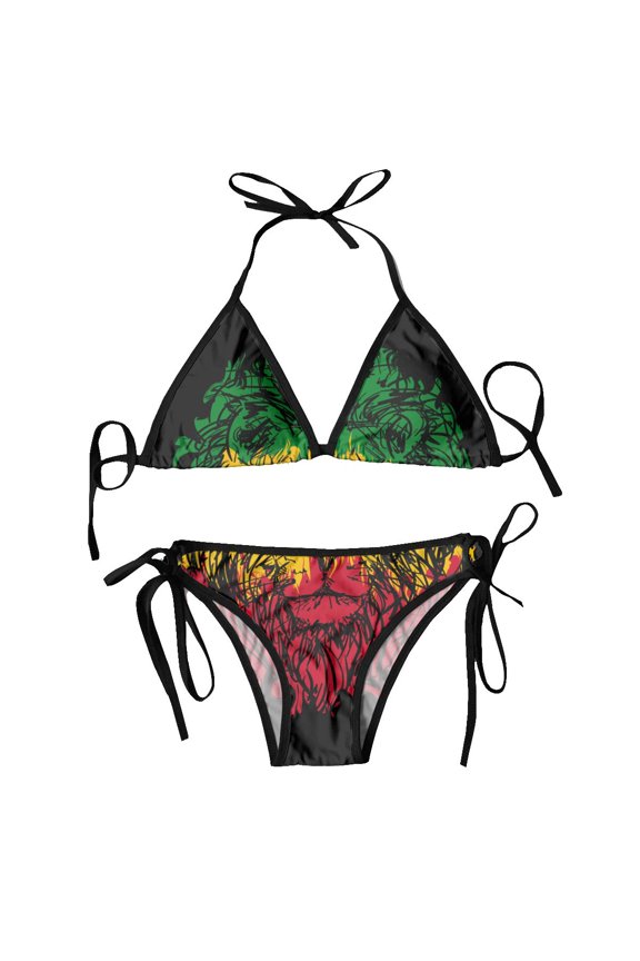 Bikini Femme Luxe Rasta Theme With Lion Head Two Piece Women's Set