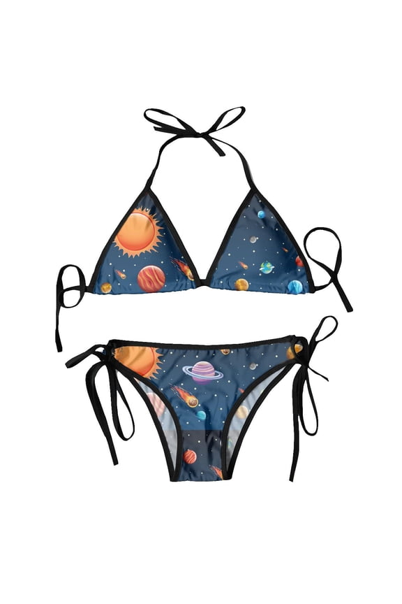 Bikini Femme Luxe Space Planets Universe Two Piece Women's Set