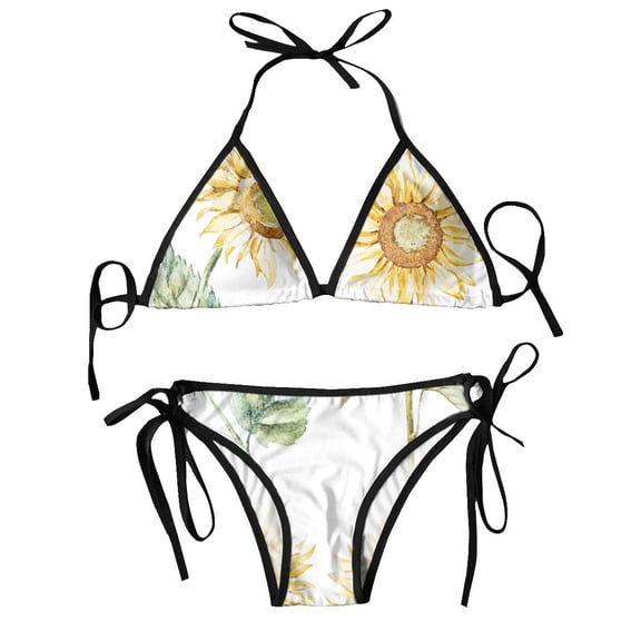 Bikini Femme Luxe Watercolor Sunflower Two Piece Women's Set