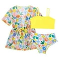 thumbnail image 1 of Bikini for Girls 10-12 V Neck Spaghetti Strap Wireless Triangle Tankini Bathing Suit Set Comfort Fit 3 Piece Bathing Suits Beachwear,A-Yellow,7Y(6-7 Years), 1 of 6