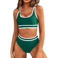 thumbnail image 1 of Bikini High Waist Matching Bathing Suits Plus Size Two Piece Outfits for Women Green XL, 1 of 5
