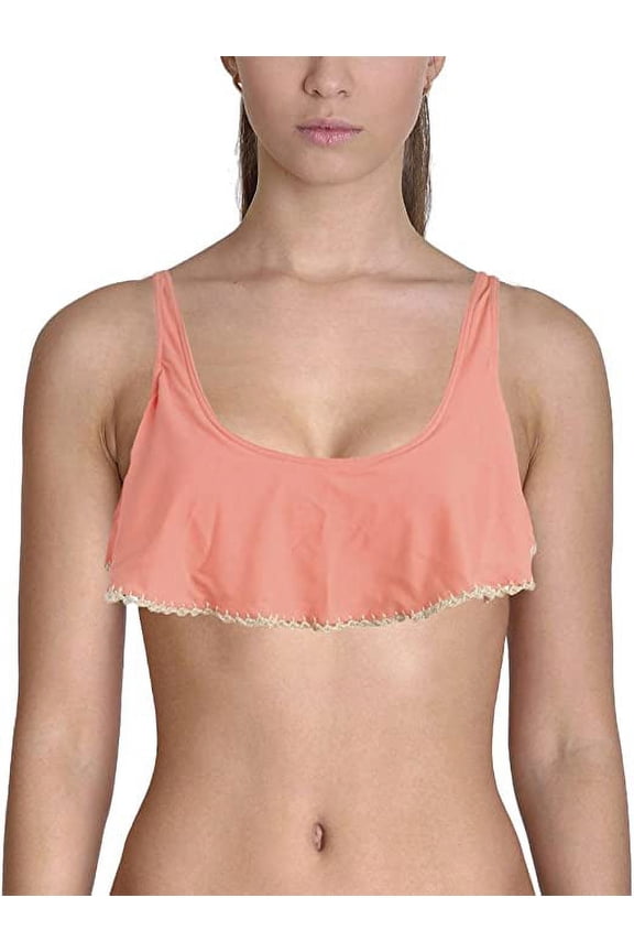 Bikini Lab CORAL REEF Crochet Trim Flounce Swim Top, US Medium