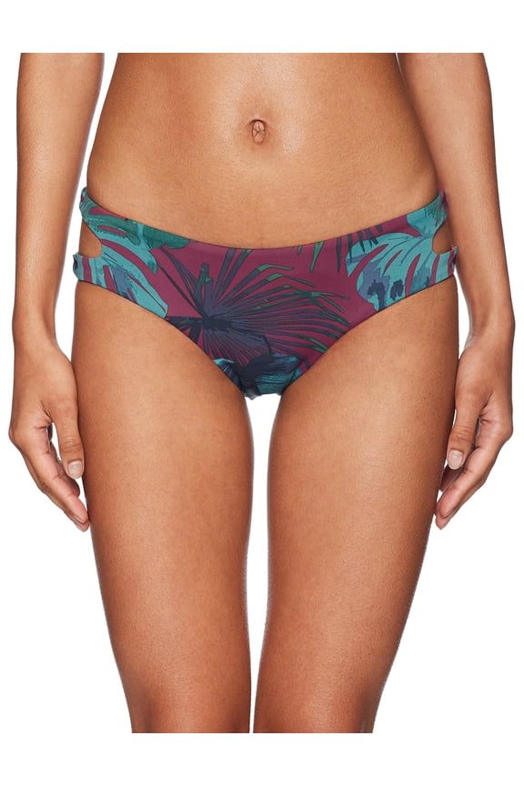 Bikini Lab Junior's Standard Why Cant We Be Fronds Cut Out Hipster Bikini Bottom, Mahogany, Medium