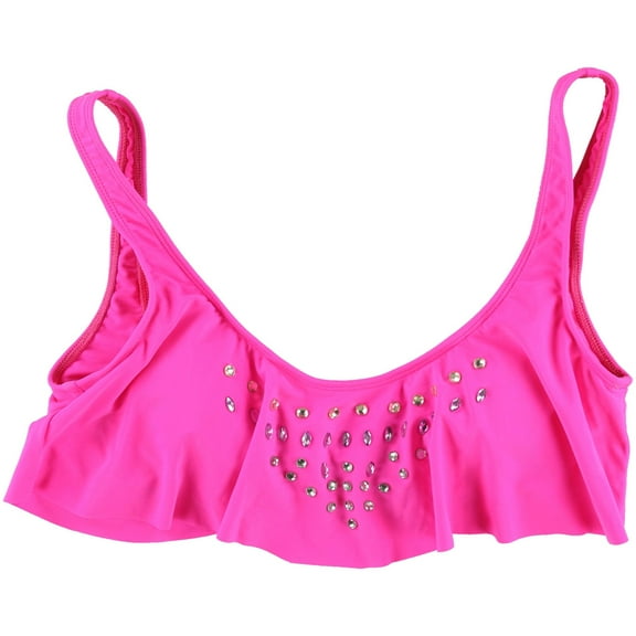 Bikini Lab Womens Embellished Bandeau Swim Top, Pink, Medium