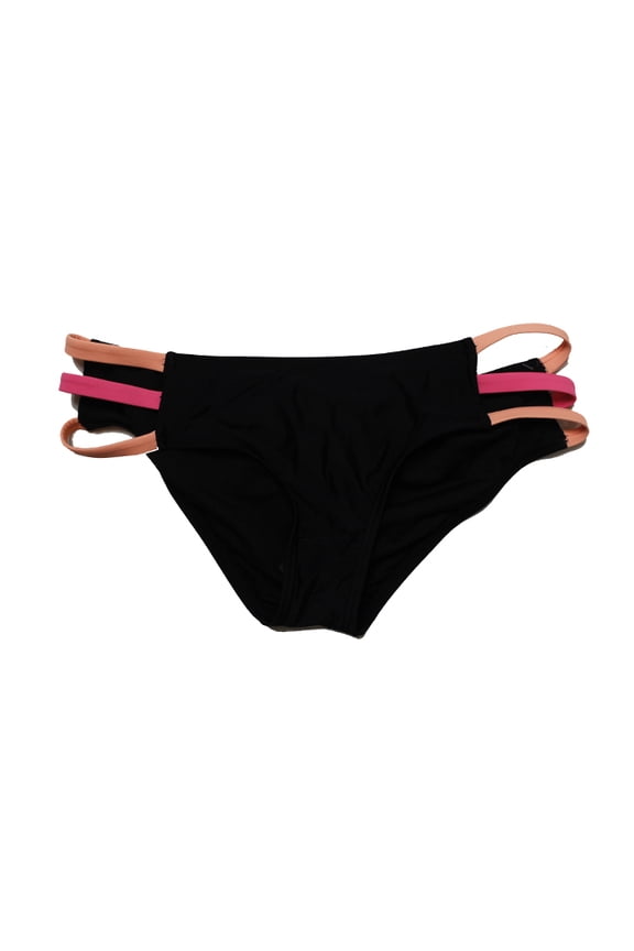 Black Pink Colorblocked Strappy Bikini Bottom M