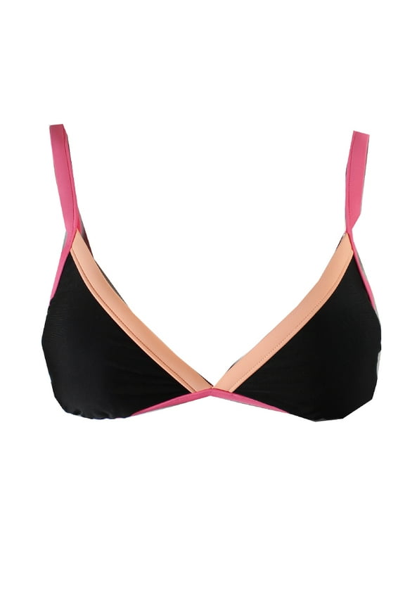 Black Pink Colorblocked Triangle Bikini Top XS