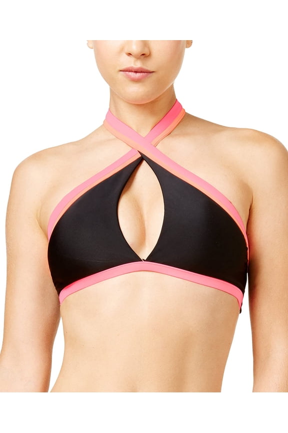 Women's Block and Roll Colorblocked Halter Bikini Top, MEDIUM